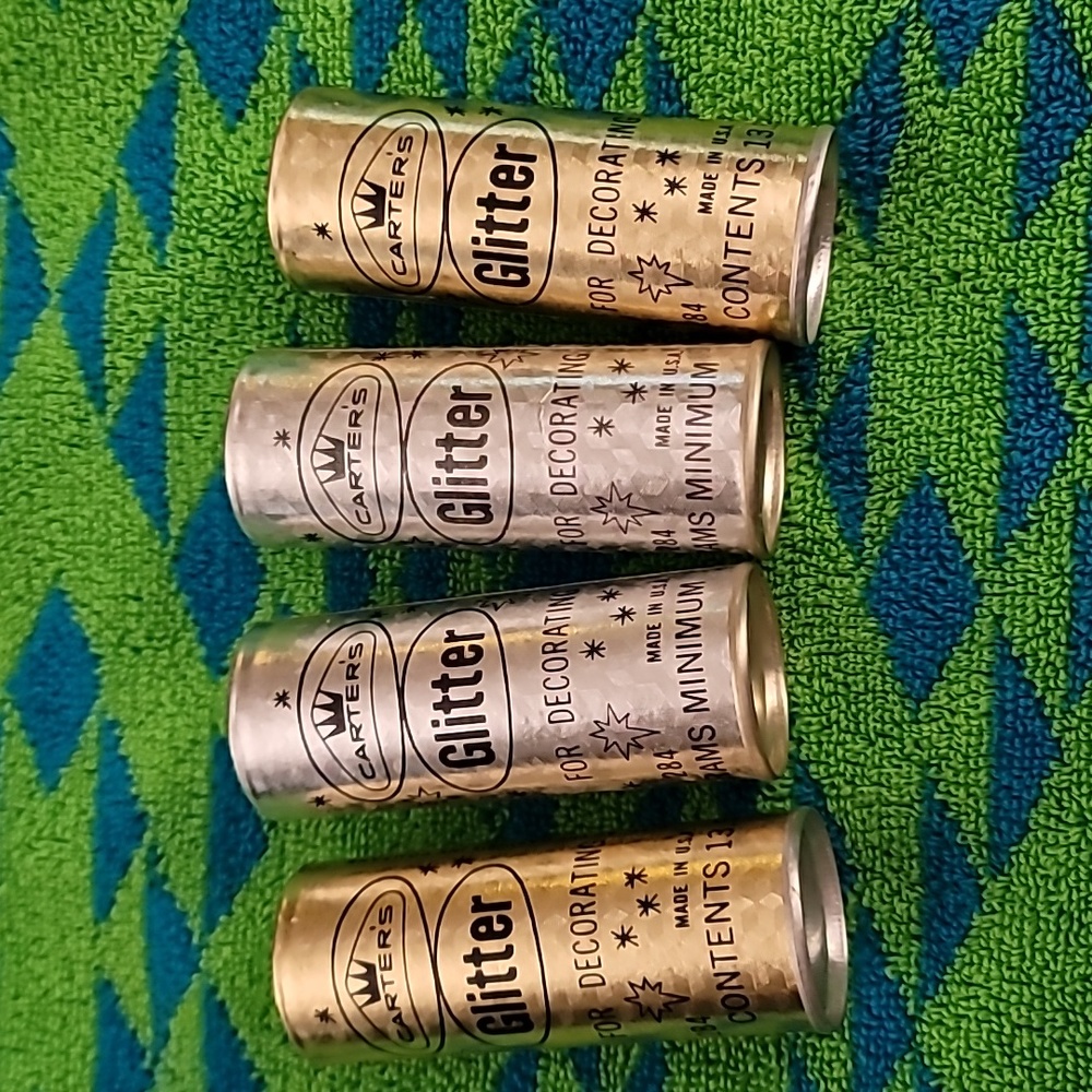 (4) Vintage Carter's Gold Glitter The Carter's Ink Co., Bottle Container RARE